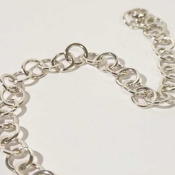 Genuine Sterling Silver (7mm) Flat Round Link Chain Bracelet - Picture 5 of 12